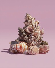 Elegant Shells Displayed on Soft Pink Surface