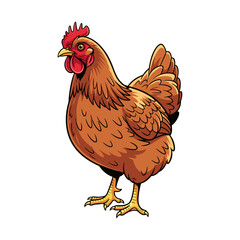 Hen on a white background