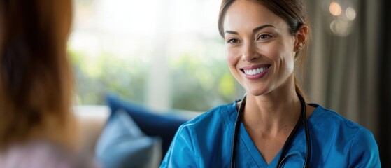 The smiling doctor engaged in a compassionate consultation with her patient.