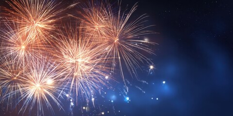 The vibrant fireworks display lighting up the night sky in celebration.