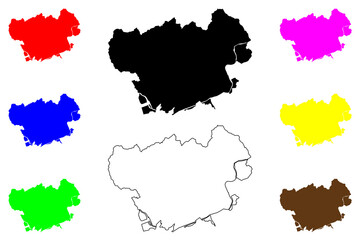 Obraz premium Toyokawa city (Japan, Nihon-koku or Nippon-koku, Chubu region) map vector illustration, scribble sketch Toyokawa-shi map