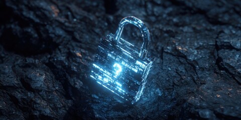 The glowing digital lock symbolizing advanced security and encryption technology.
