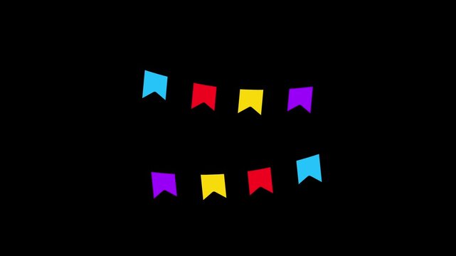 Carnival flags icon animation transparent background. Alpha channel