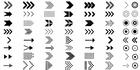 Collection of black and gray arrow icons and circular symbols Keywords: arrow, icon, symbol