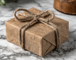 Rustic Wrapped Soap Bar on Marble Surface