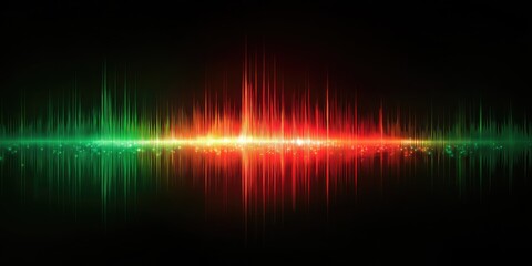 Obraz premium Vibrant, glowing sound waves in green and red