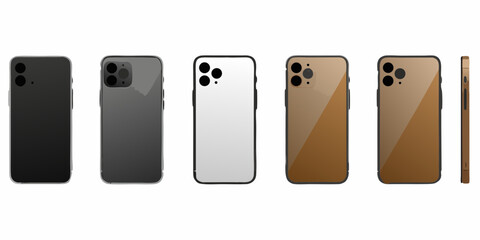 Multiple smartphone models in various colors and views