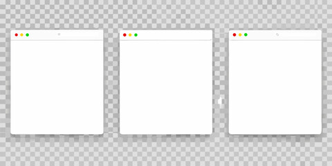 Three simplified browser windows with red yellow green dots
