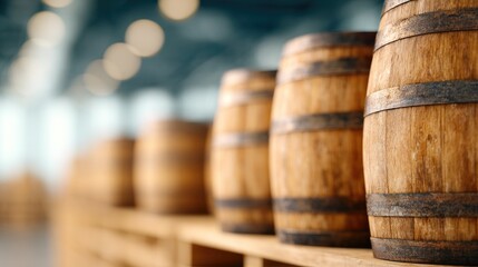 Naklejka premium Wooden Barrels in Storage