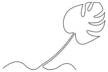 Minimal continuous one line vector drawing of leaves for botanical and floral design themes
