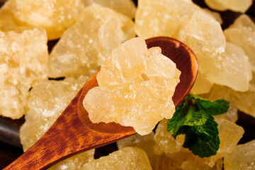 Traditional Handmade Crystallized Ginger Candy with Sugar Coating and Mint