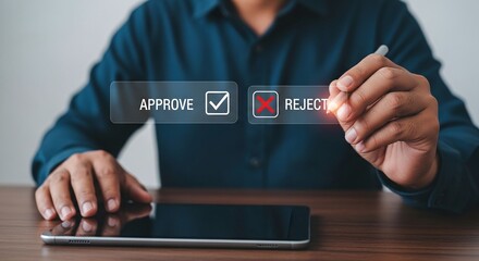 Naklejka premium Business approval decision making process quality control accept reject management choice 