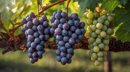 Grapes on Vine with Morning Dew