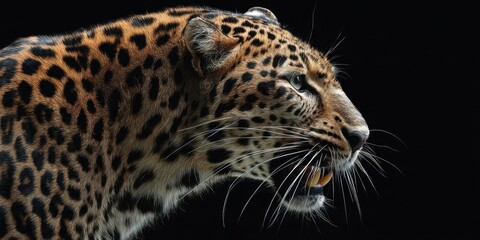 Fototapeta premium The Fierce Leopard in Striking Profile Captivating a Powerful Presence