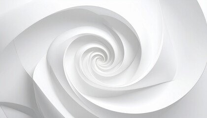 Fototapeta premium Abstract white spiral of smooth, layered, curved shapes with depth and motion.