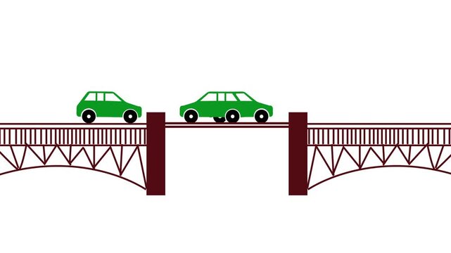 Road side Bridge over the water.isometric bridge with highways traffic road