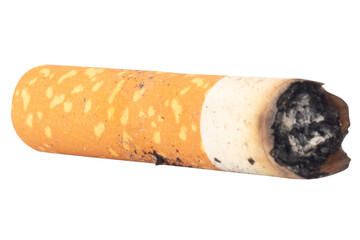 Cigarette Butt on White Background trash