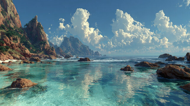 sea panorama, HDRI, environment map , Round panorama, spherical panorama, equidistant projection, 360 high resolution panorama 
3d rendering,  
