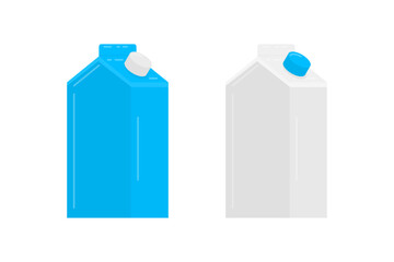 Milk Box Icon Set. Collection of Dairy Packaging Symbols Isolated on White Background. Vector Illustration