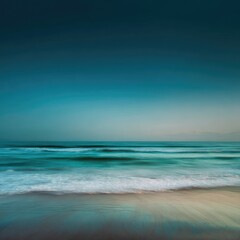 Obraz premium Coastal twilight, blurred waves on sandy shore