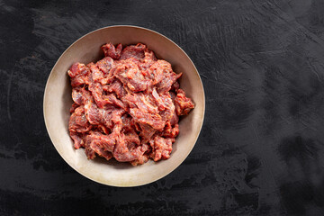 Marinated beef for making Asian beef stir fry top view