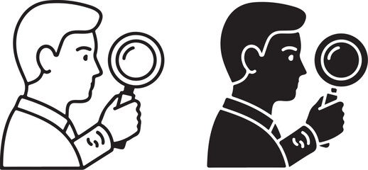  dermatology doctor with magnifier  Vector art of man looking through magnifying glass on isolated