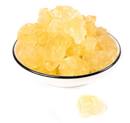 Yunnan Yellow Rock Candy Crystals - Traditional Handmade Chinese Sweet Confectionery in Bowl