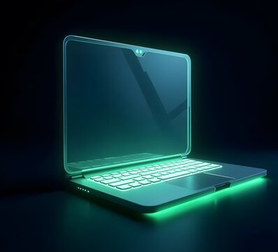 3d laptop on blue background