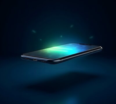 3d mobile phone on blue background