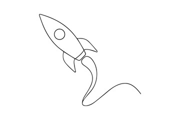 Fototapeta premium illustration of a rocket, One Line Rocket Launch Illustration – Simple Vector Icon