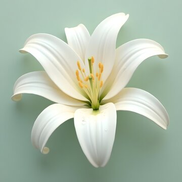 A stunning white lily, its delicate petals in full bloom, is a beautiful and isolated close-up of nature's floral elegance