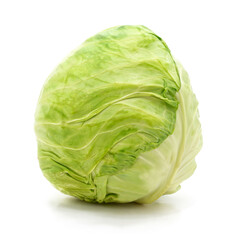 Fototapeta premium Fresh green cabbage isolated on white background.