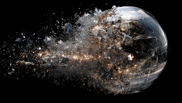 Shattered sphere explodes in a dramatic display of destruction