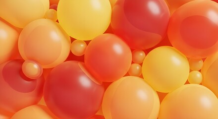 Overlapping spheres generate a dynamic rhythm, their warm gradients blending into one another. Light plays across their smooth, fluid textures, creating a cohesive and vibrant composition.