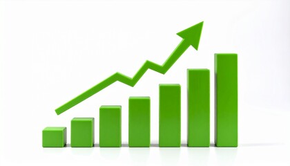 Financial graph with a rising arrow shows the business's progress and success