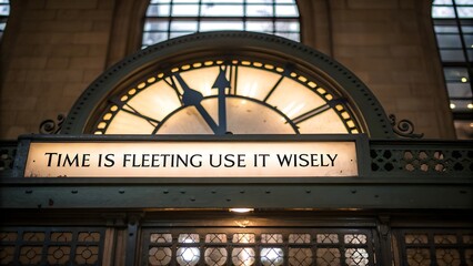 Clock with Inspirational Message in Grand Central Station Interior