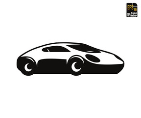 Modern sports car silhouette vector illustration, stylish automotive graphic design EPS10