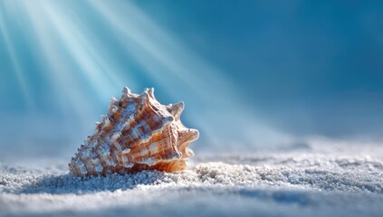 Obraz premium Seashell on sunlit sand. Coastal serenity