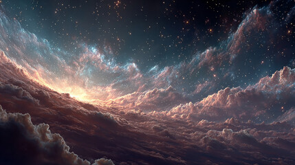 3d rendering. Space wallpaper and background. Universe with stars, constellations, galaxies, nebulae and gas and dust clouds