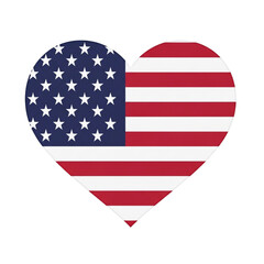 Fototapeta premium American flag shaped like a heart symbolizing patriotism and love for the usa transparent background