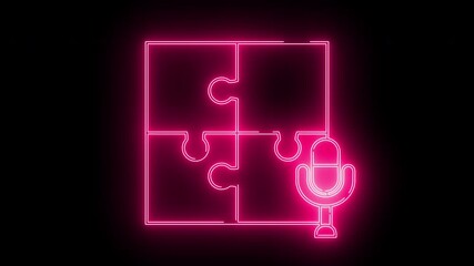microphone icon and puzzle icon with neon effect