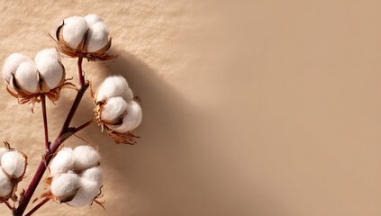 Cotton bolls on beige backdrop
