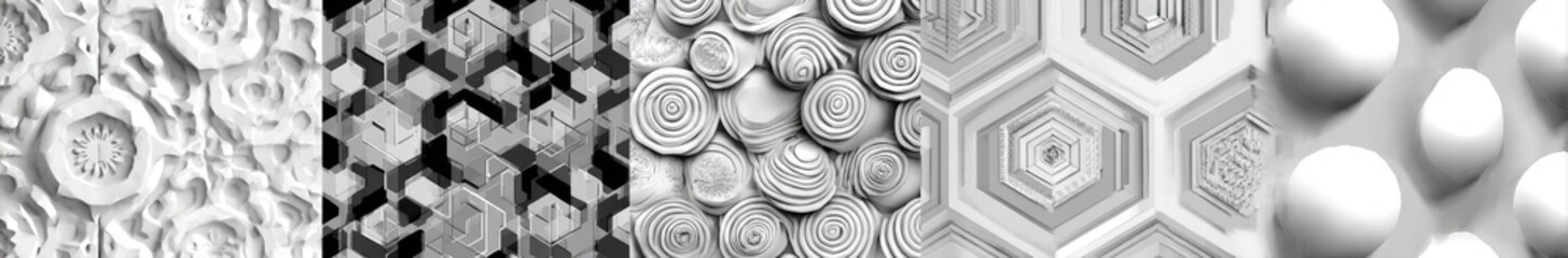 Abstract grayscale pattern with repeating geometric shapes