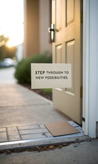 Inspirational Doorway with Motivational Quote on a Sunny Evening