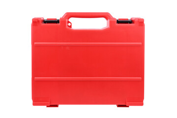 Red tool case designed for storing and transporting equipment isolated on white background.