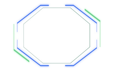 Cyberpunk Futuristic Sci-fi Digital Frame Interface Hologram Octagon HUD Glowing Neon. perfect for technology projects, Game streaming, Text bar.