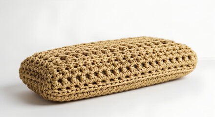 Beige crochet rectangular pillow