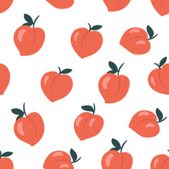 Delightful peach pattern graphic featuring cute and modern fruit motifs, perfect for adding a touch of summer sweetness to any design project.