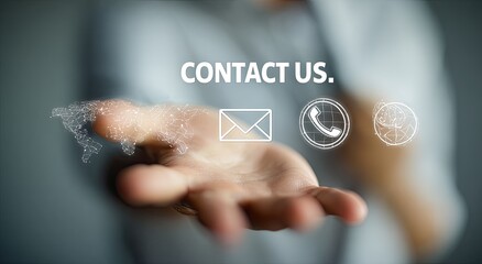 Hand presenting contact icons