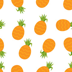 Cheerful pineapple seamless pattern is ideal for summer designs and tropical themed projects, creating fun backgrounds or vibrant graphic elements.